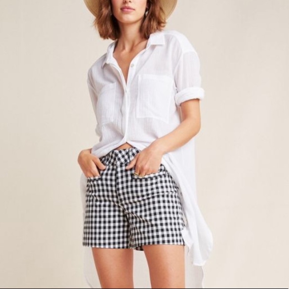 Anthropologie Black & White Gingham Picnic Shorts